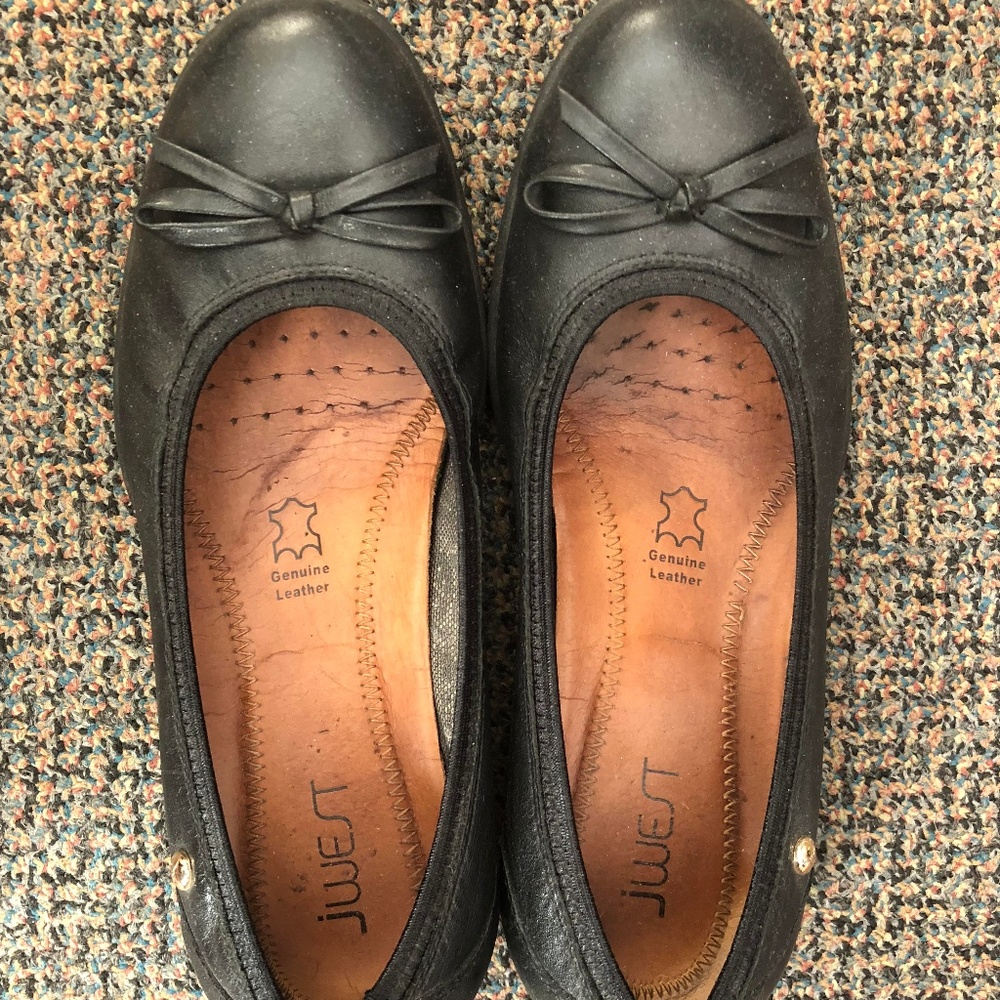 JWest Black Leather Ballet Flats [used few times]